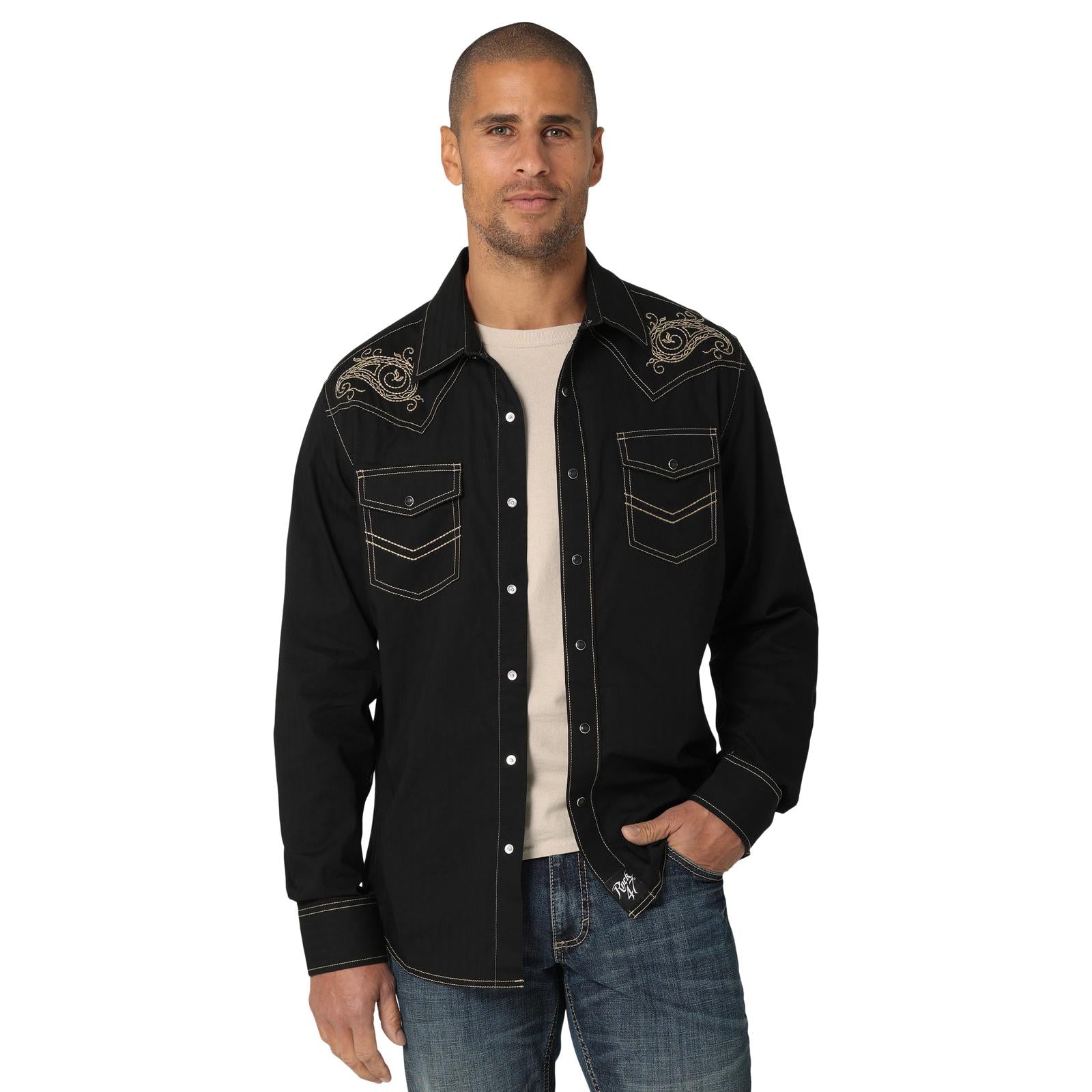 112324825 Men's Wrangler Rock 47® By Wrangler® Long Sleeve Shirt B