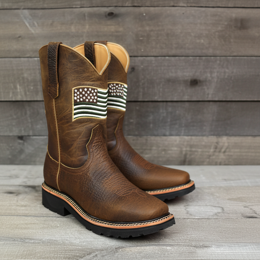5016 - RockinLeather Men's American Flag Soft Toe Work Boots