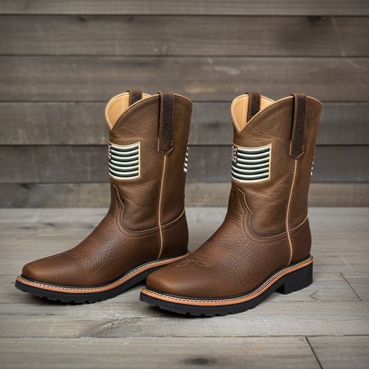 5016 - RockinLeather Men's American Flag Soft Toe Work Boots