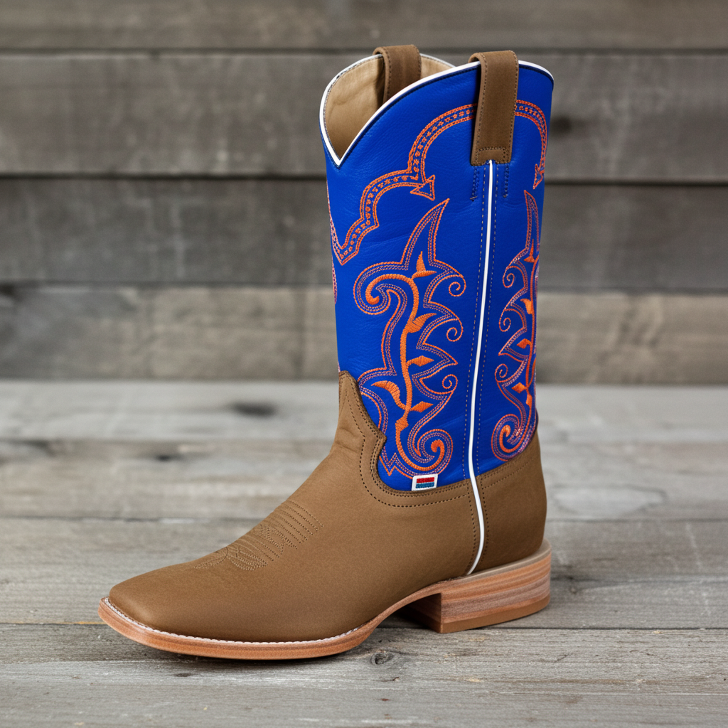Unknown Enamel × Leather Western Boots 1178 - RockinLeather Men's Crazy Horse w/Blue Upper Western Boot