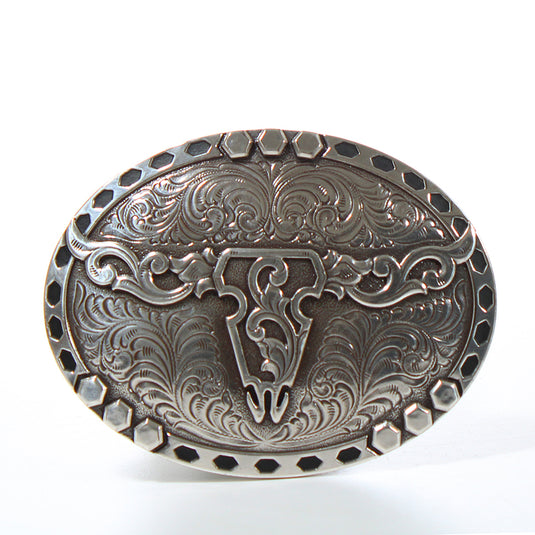 37717 - Nocona Oval Floral Skull Buckle