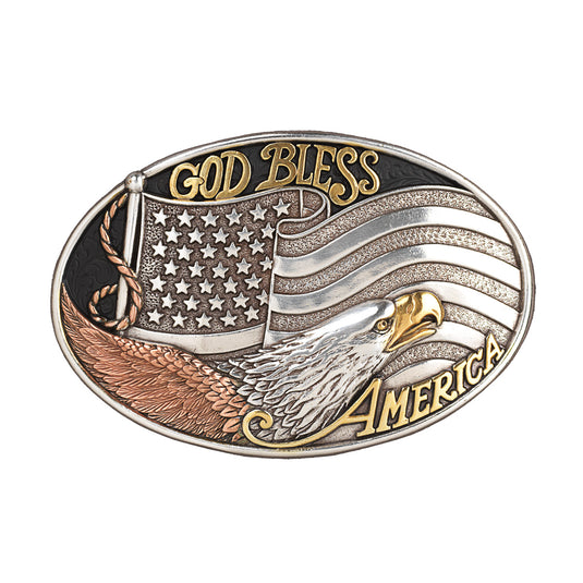 37912 - Nocona Men's Oval American Flag Eagle Buckle