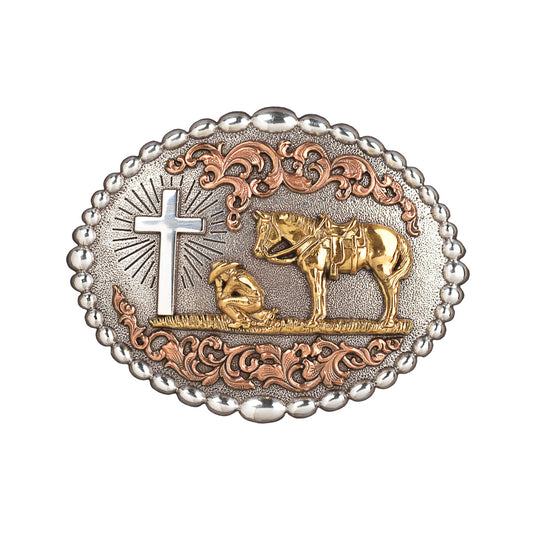 37915 - Nocona Men's Oval Bead Edge Praying Cowboy Buckle