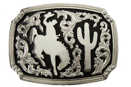 37943 - Nocona Men's Rectangle Bronco Rider Belt Buckle