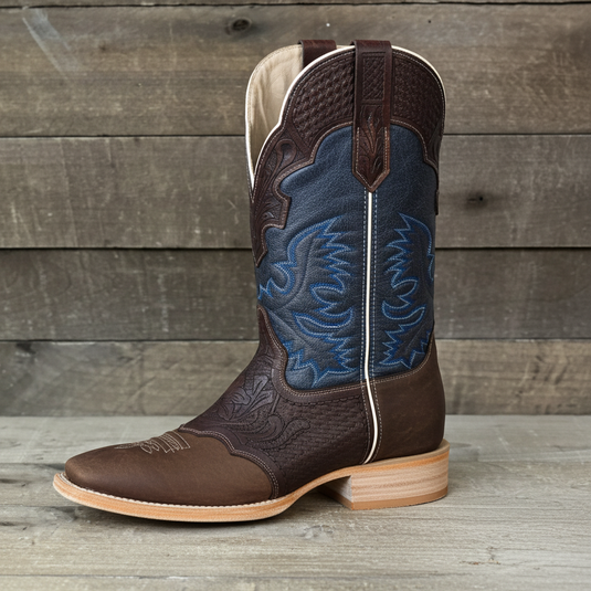 1101 - RockinLeather Men's Hand Tooled Overlay Western Boot