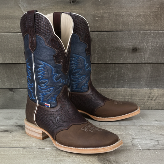 1101 - RockinLeather Men's Hand Tooled Overlay Western Boot