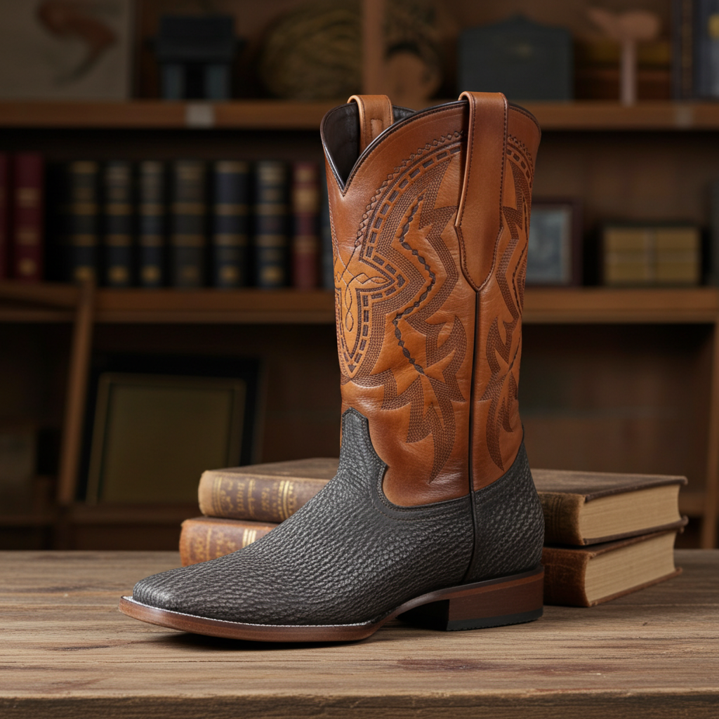 8000 - RockinLeather Men's Distressed Brown Genuine Sharkskin