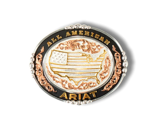 A37059 - Ariat Oval All American Shiny Silver Belt Buckle