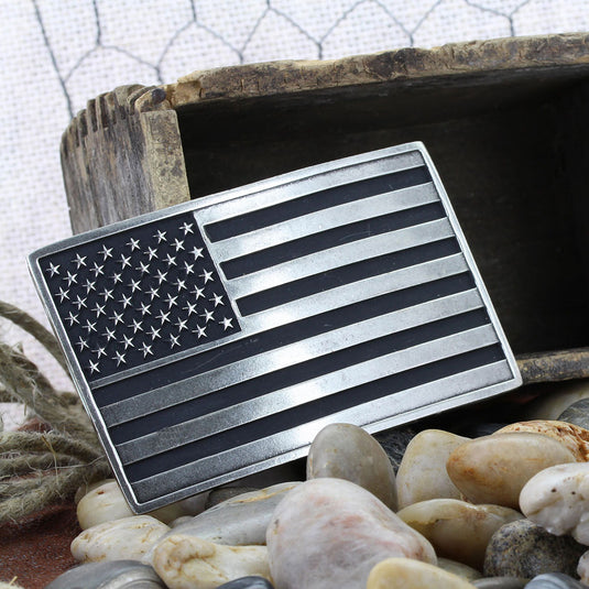 A644 - Montana Silversmiths Antiqued American Flag Attitude Buckle