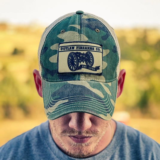 OUT5029 - Army Camo/Khaki Outlaw Firearms Co. Cap