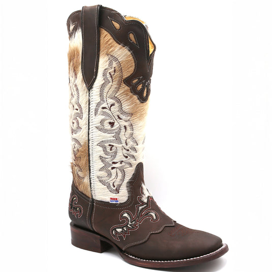 2157 - RockinLeather Women's Handcrafted Genuine Cowhair Leather Boot with Overlay