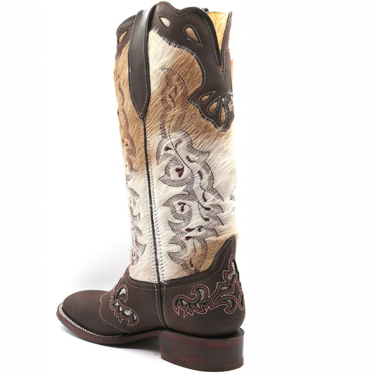 2157 - RockinLeather Women's Handcrafted Genuine Cowhair Leather Boot with Overlay
