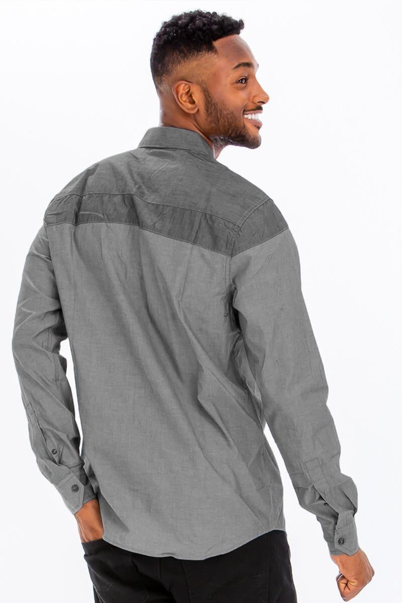 Load image into Gallery viewer, MWLL20021 Gray - Men&#39;s Casual Long Sleeve Shirts
