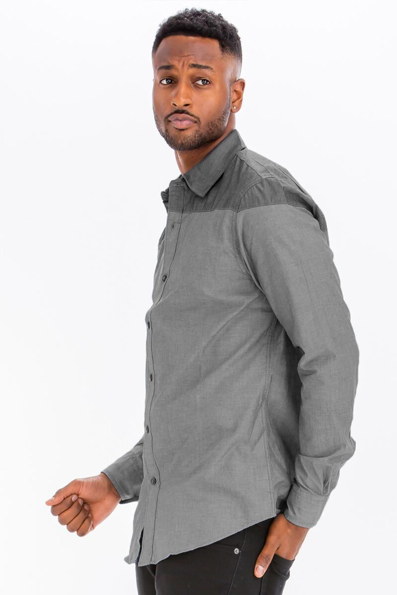 Load image into Gallery viewer, MWLL20021 Gray - Men&#39;s Casual Long Sleeve Shirts
