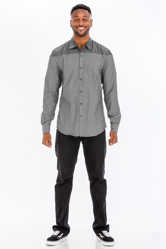 MWLL20021 Gray - Men's Casual Long Sleeve Shirts