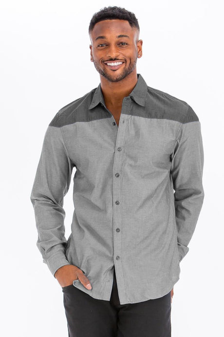 MWLL20021 Gray - Men's Casual Long Sleeve Shirts