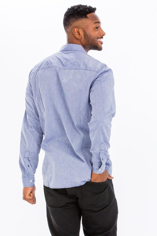 MWLAE20021 Ocean - Men's Outlined Button Down Shirt