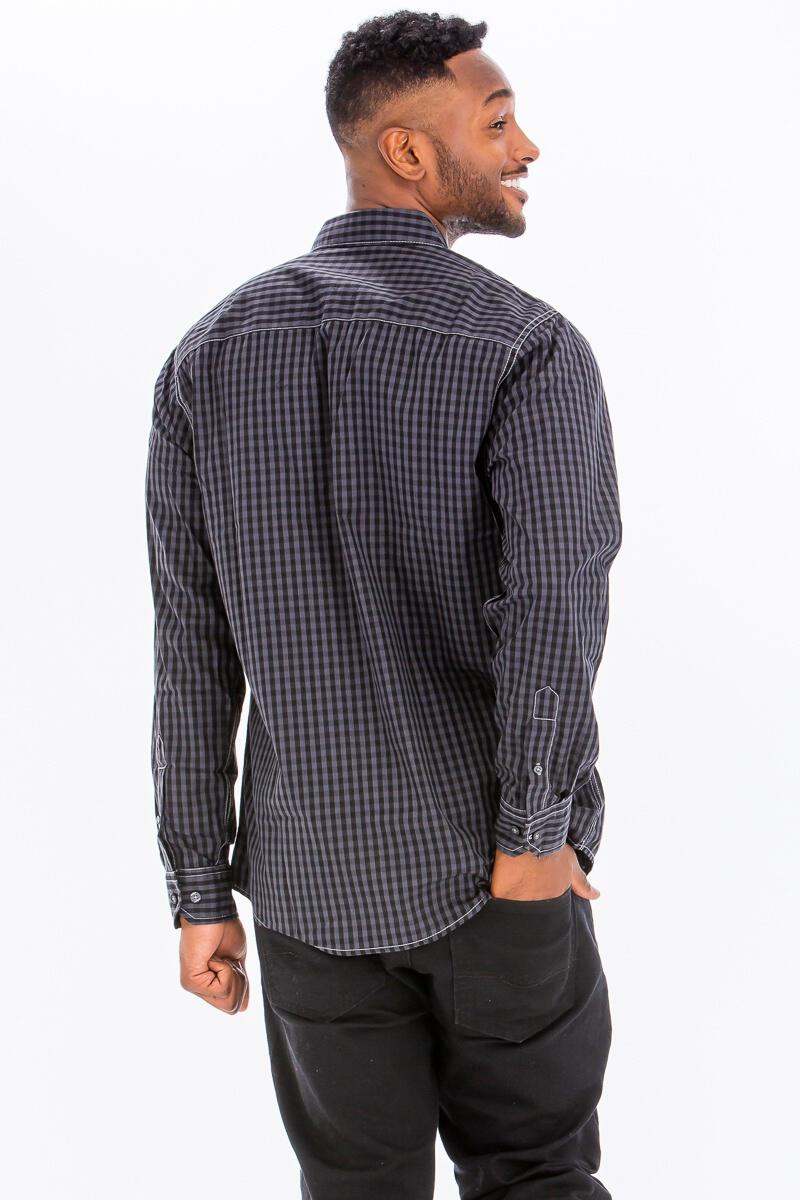 Load image into Gallery viewer, WRL92404 Charcoal - Men&#39;s Western Long Sleeve Shirt
