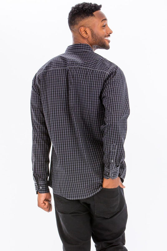 WRL92404 Charcoal - Men's Western Long Sleeve Shirt