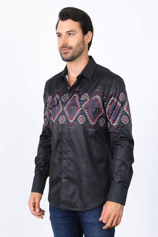 AFL10232 - Platini Mens Modern Fit Panoramic Foil Print Shirt