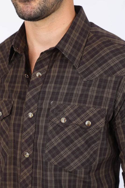 WCL10340 - Platini Mens Western Checkered Long Sleeve Shirt