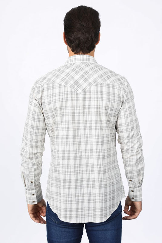 WCL10345 - Platini Mens Western Checkered Long Sleeve Shirt