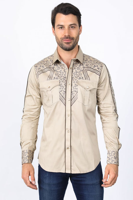 ECL10324 - Platini Mens Embroidery Modern Fit Stretch Shirt