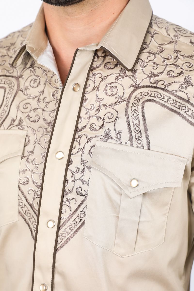 Load image into Gallery viewer, ECL10324 - Platini Mens Embroidery Modern Fit Stretch Shirt
