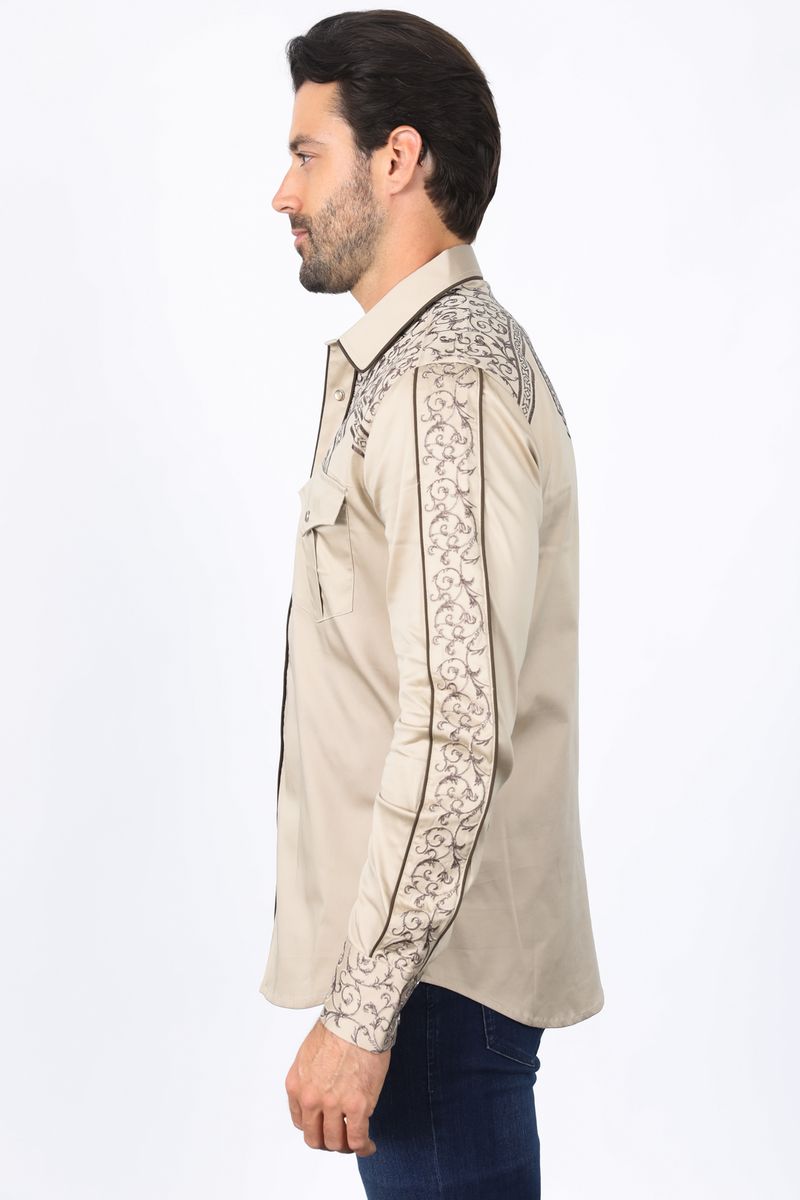 Load image into Gallery viewer, ECL10324 - Platini Mens Embroidery Modern Fit Stretch Shirt
