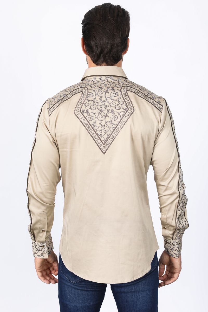 Load image into Gallery viewer, ECL10324 - Platini Mens Embroidery Modern Fit Stretch Shirt
