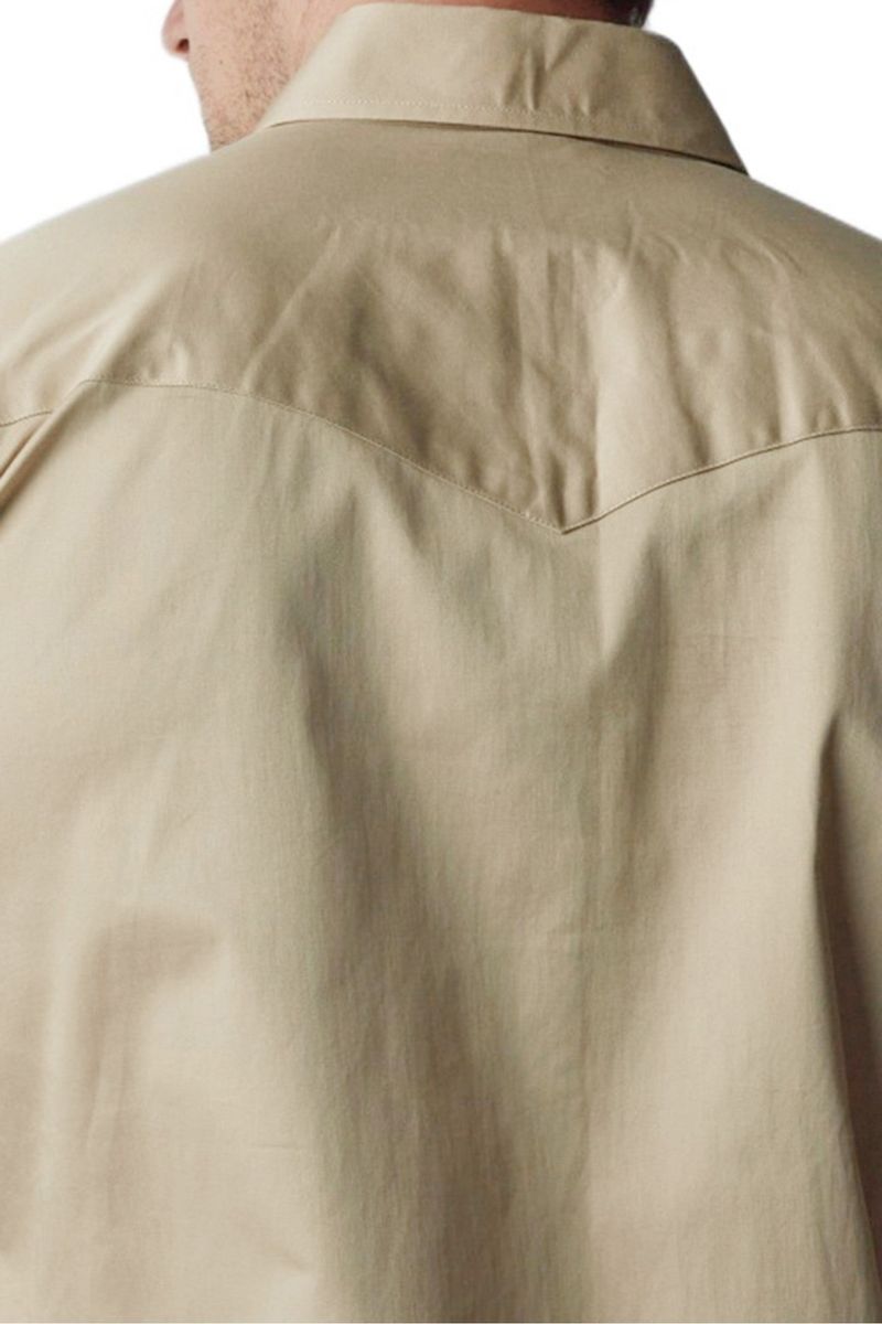 Load image into Gallery viewer, WL-009 - Men&#39;s Solid Twill Long Sleeve Khaki Snap Shirt

