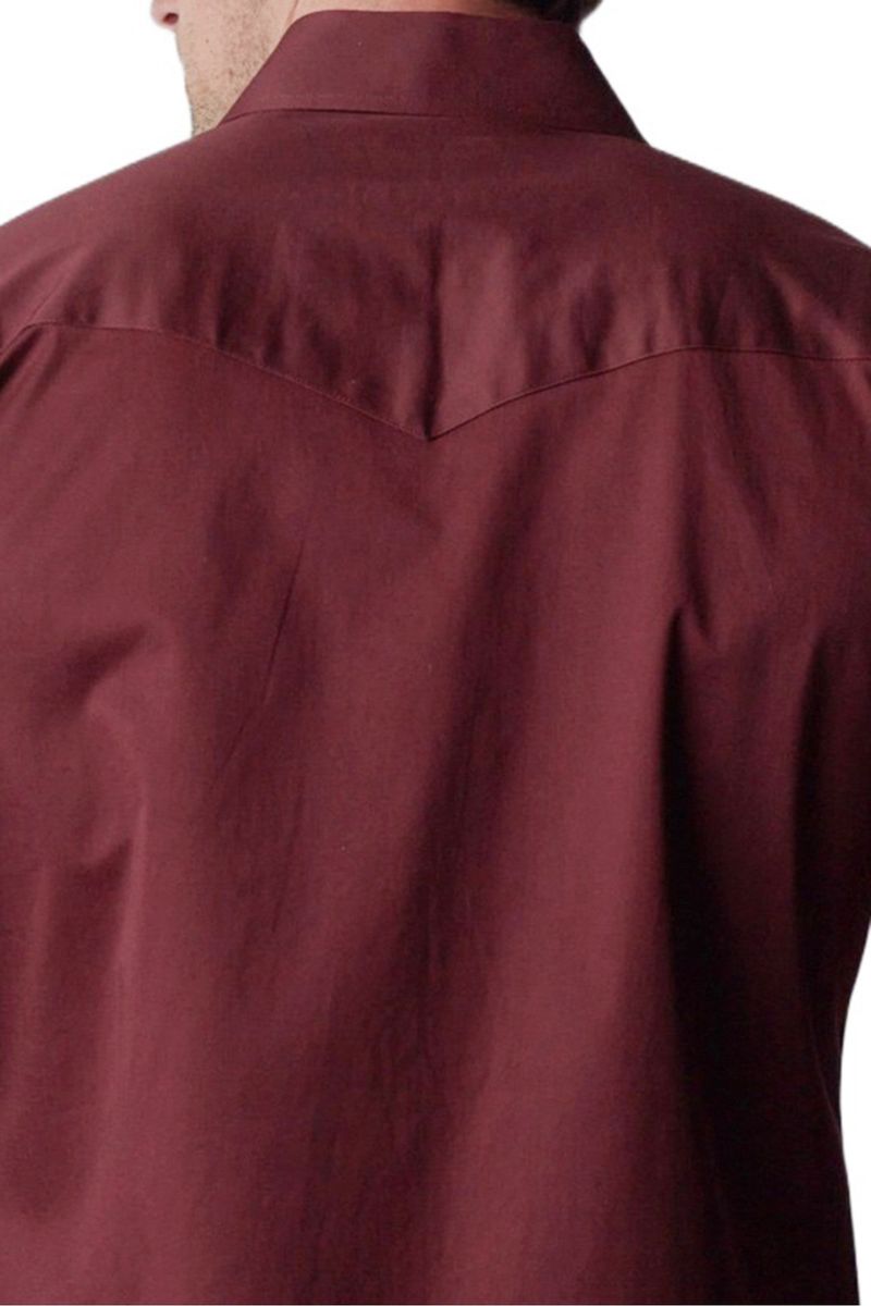 Load image into Gallery viewer, WL-010 - Men&#39;s Solid Twill Long Sleeve Burgundy Snap Shirt
