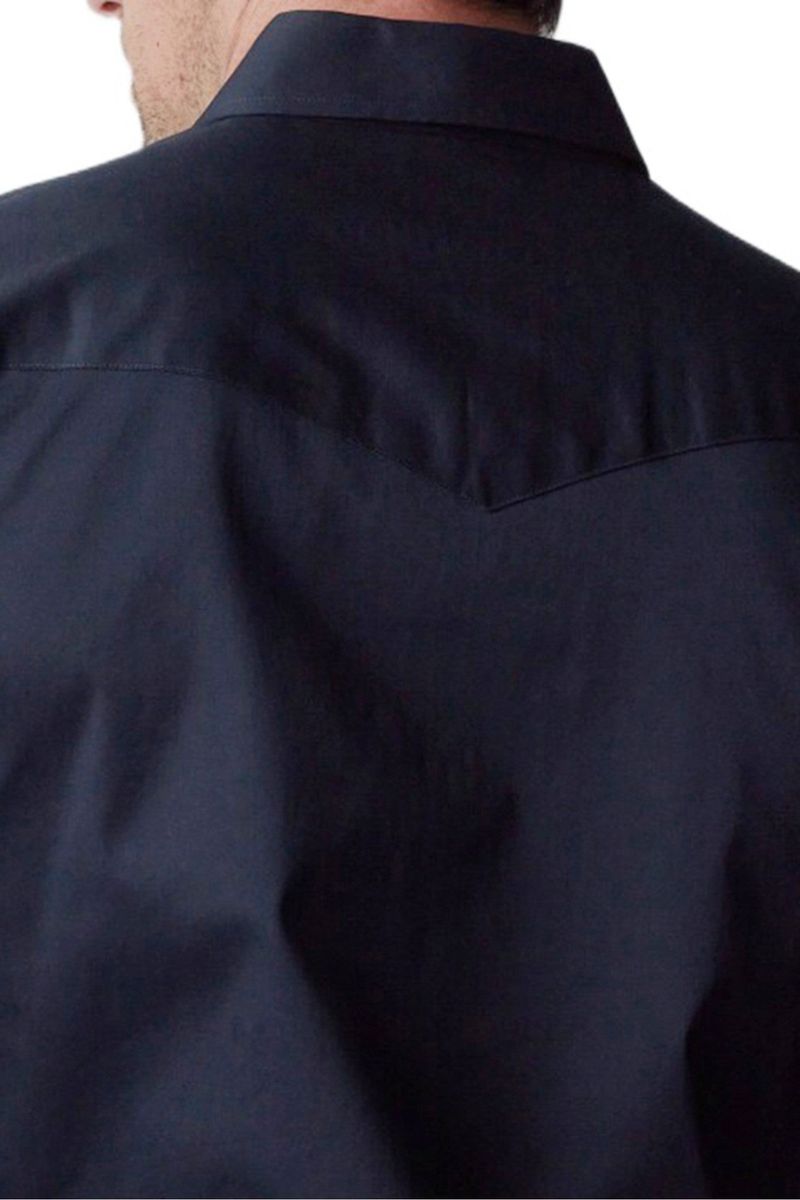 Load image into Gallery viewer, WL-012 - Men&#39;s Solid Twill Long Sleeve Navy Snap Shirt
