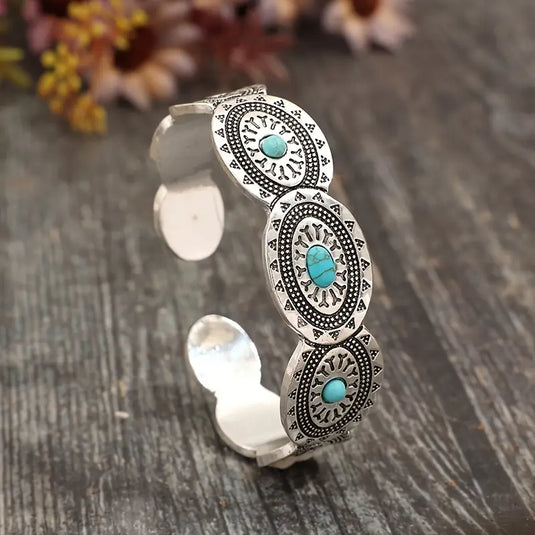 TMBC23 - Turquoise Inlay Ladies Open Bracelet