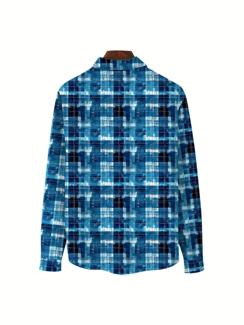 Load image into Gallery viewer, TMWST18 - Ocean Blue Checkered Western Shirt

