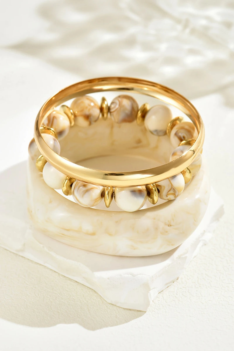 Load image into Gallery viewer, DLLBC 18 - White Sand Beach Bangle Gold Plated 3pcs Bracelet Set
