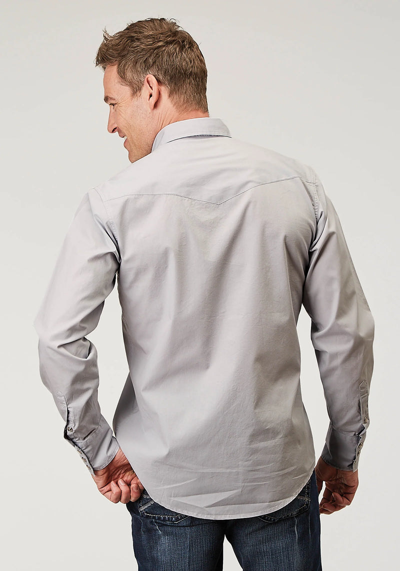 Load image into Gallery viewer, 03-001-0060-0324 GY - Roper Men's Long Sleeve Snap Solid Poplin Grey Western Shirt
