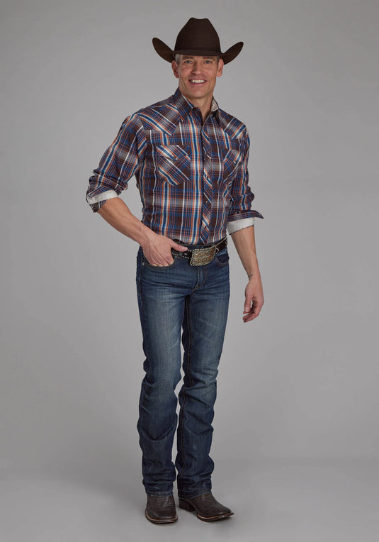 03-001-0062-0692 BR - Roper Men's Arrow Dobby Long Sleeve Snap Western Shirt