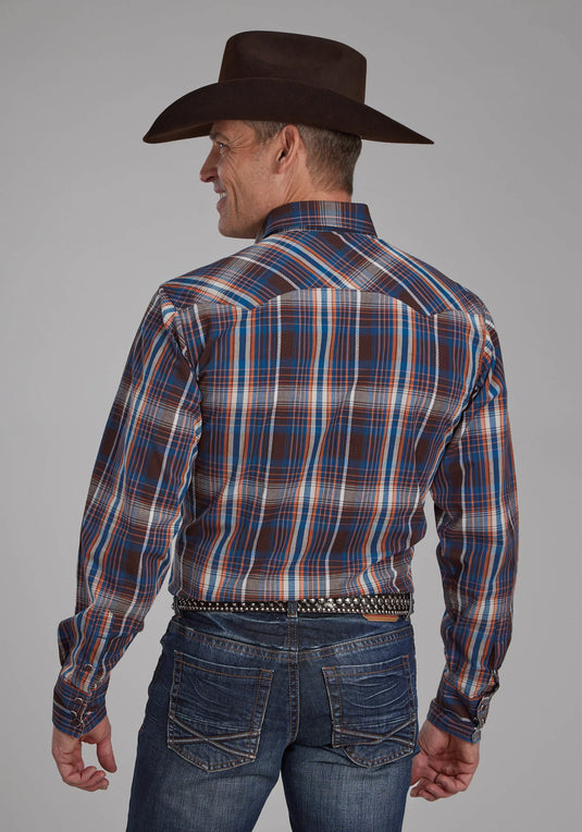 03-001-0062-0692 BR - Roper Men's Arrow Dobby Long Sleeve Snap Western Shirt