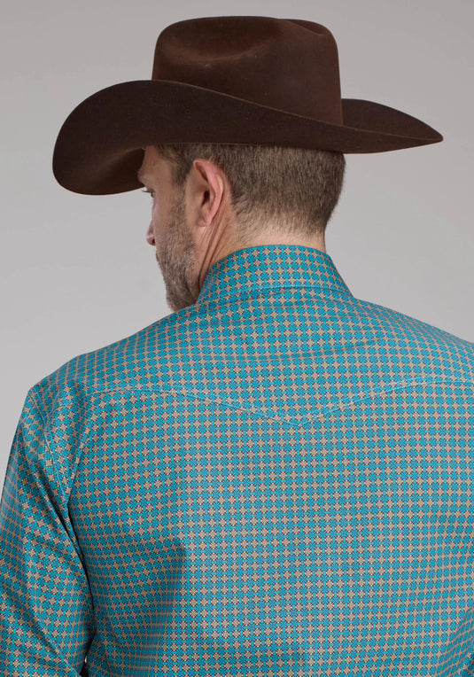 03-001-0225-1015 BU - Roper Men's Castile Foulard Long Sleeve Snap Western Shirt