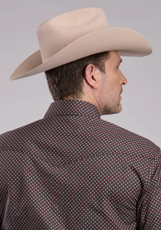 03-001-0225-1019 BL - Roper Men's Long Sleeve Snap Red Star Geo Western Shirt