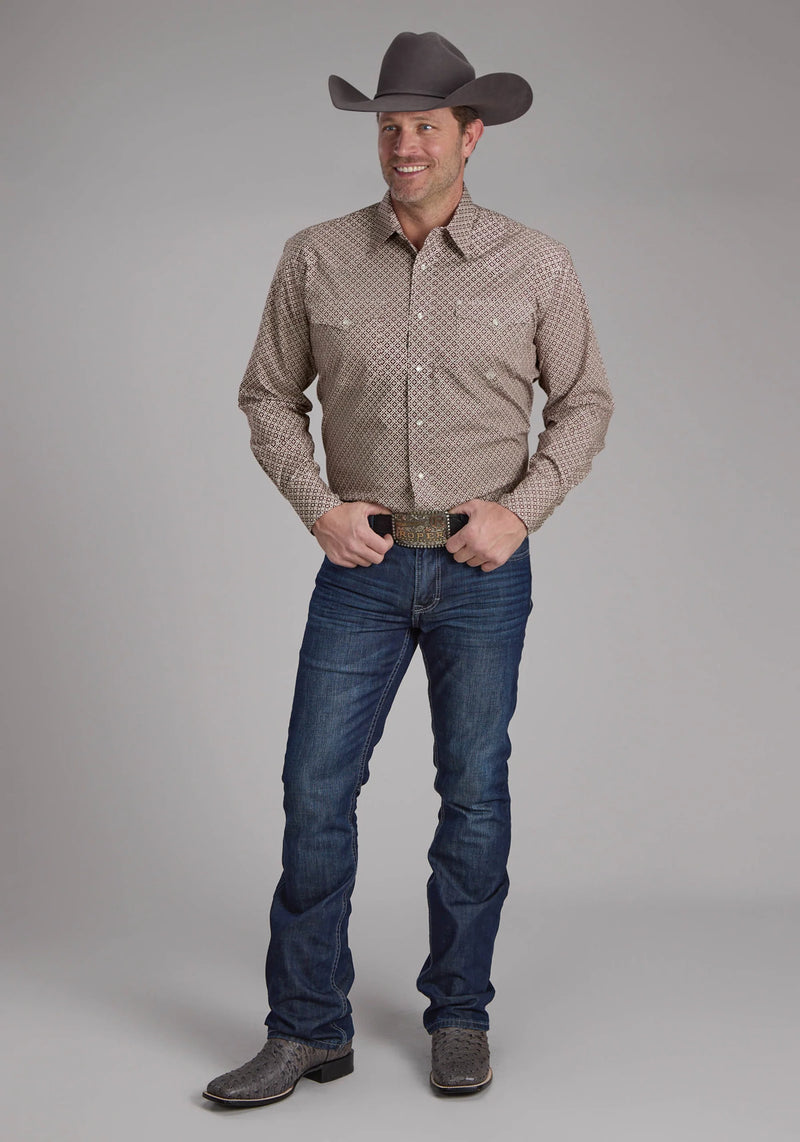 Load image into Gallery viewer, 03-001-0225-1101 WI - Roper Men's Stretch Four Point Foulard Wine Long Sleeve Snap Western Shirt
