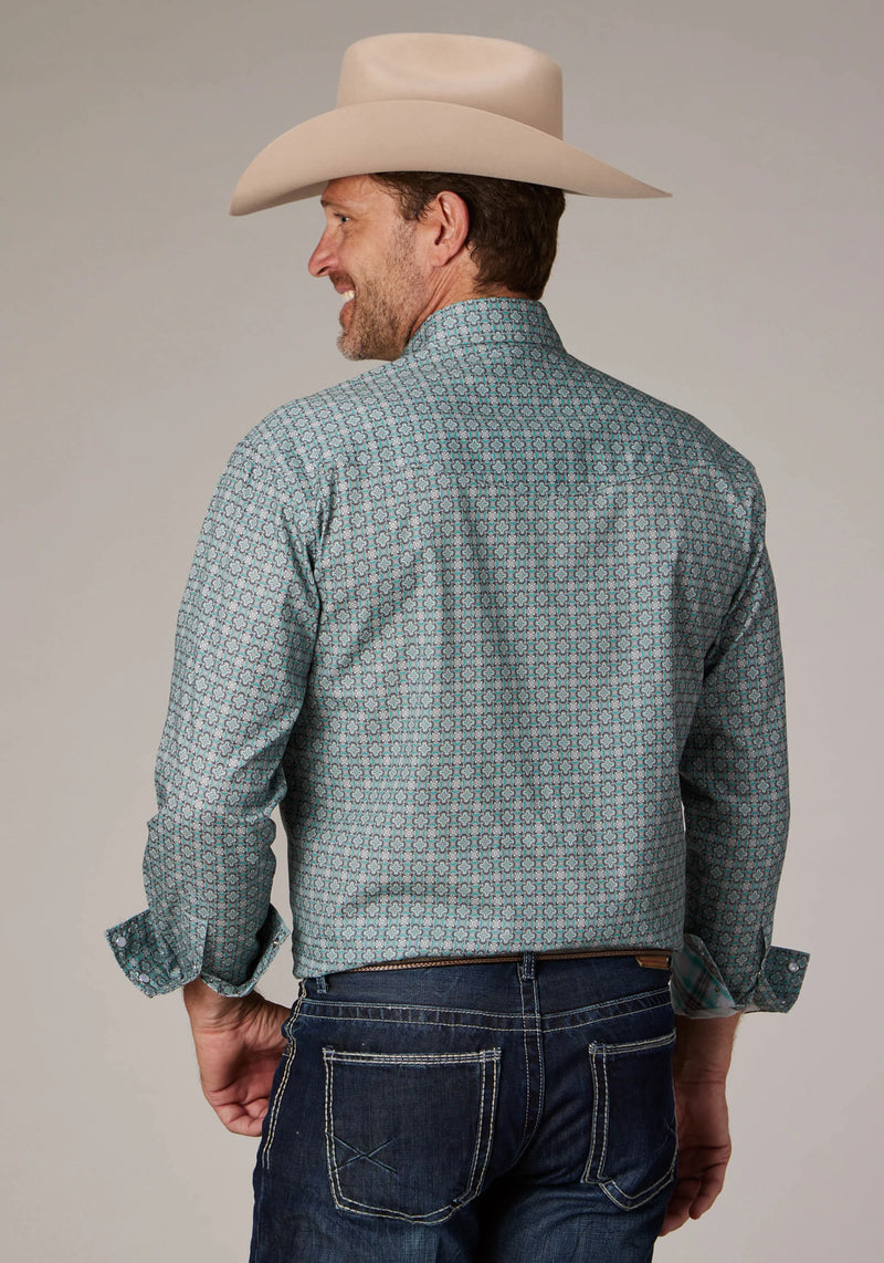 Load image into Gallery viewer, 03-001-0225-4030 GY - Roper Men's Long Sleeve Snap Silver Spring Foulard Western Shirt

