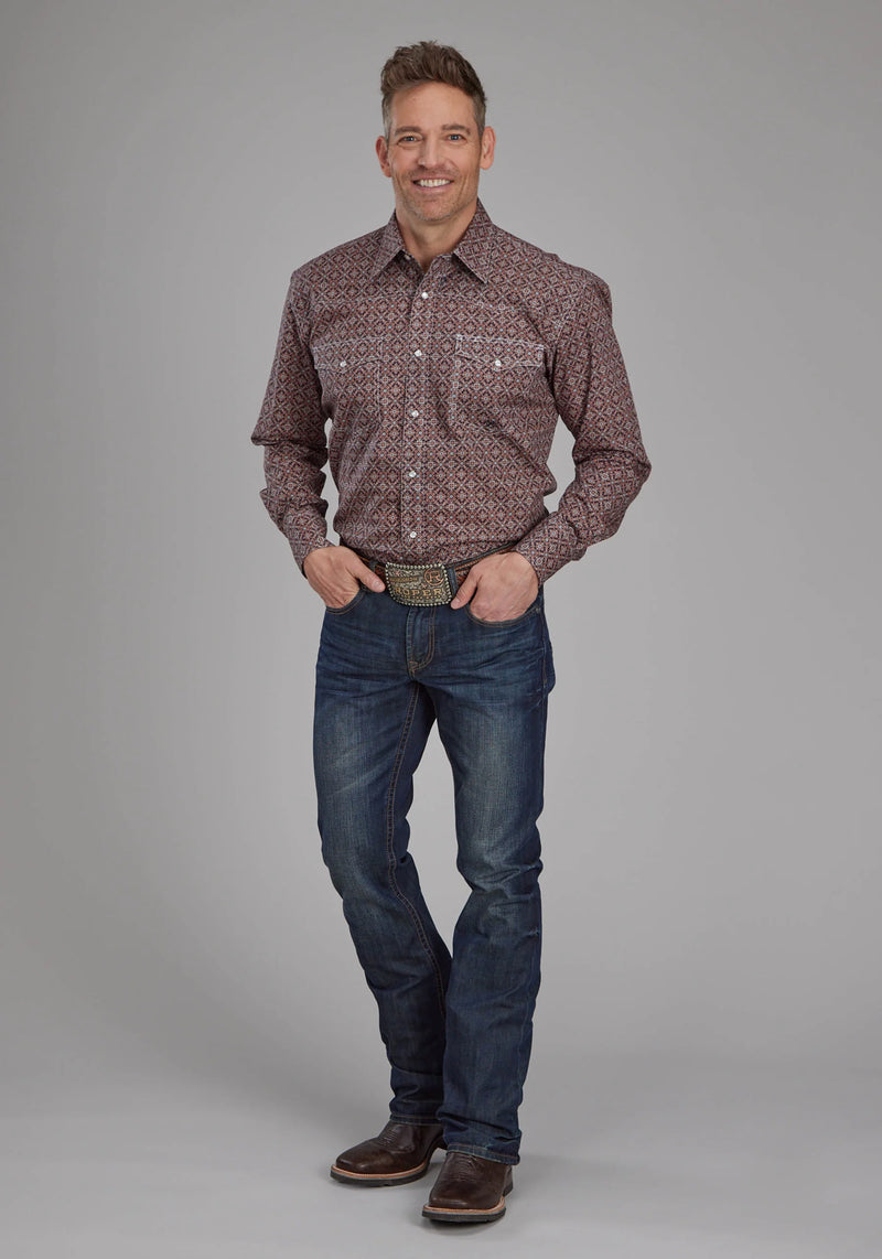 Load image into Gallery viewer, 03-001-0225-6026 BR - Roper Men's Ginger Foulard Long Sleeve Snap Western Shirt
