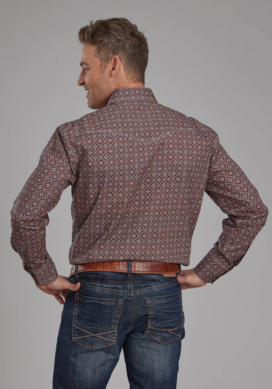 03-001-0225-6026 BR - Roper Men's Ginger Foulard Long Sleeve Snap Western Shirt