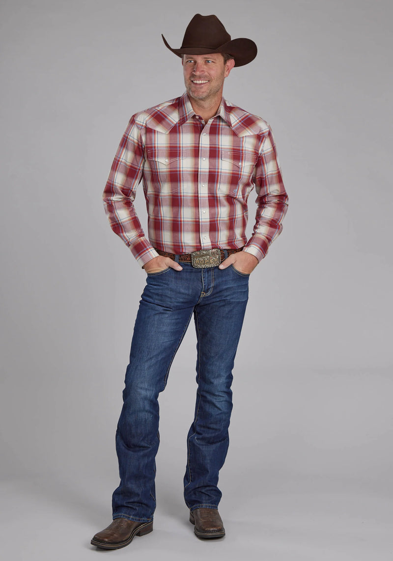 Load image into Gallery viewer, 03-001-0278-7036 RE - Roper Men's '57 Chevy Plaid Long Sleeve Snap Western Shirt
