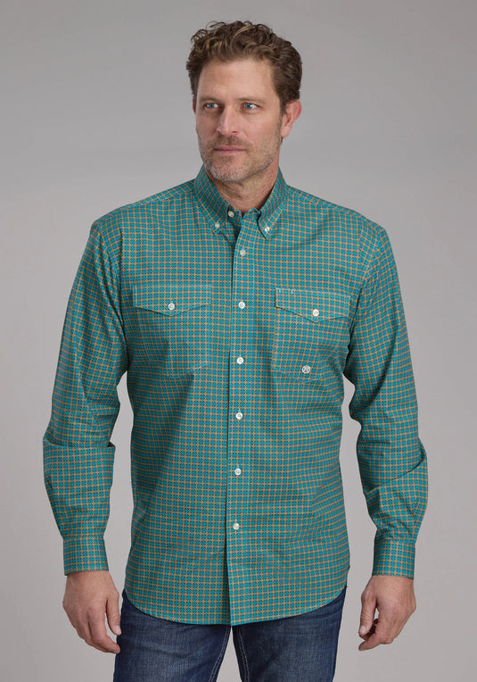 03-001-0325-1015 BU - Roper Men's Castile Foulard Long Sleeve Button Western Shirt