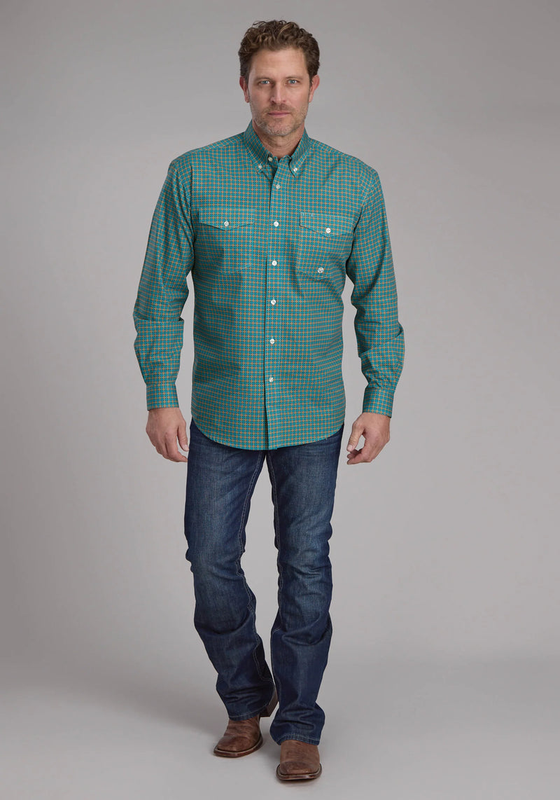 Load image into Gallery viewer, 03-001-0325-1015 BU - Roper Men's Castile Foulard Long Sleeve Button Western Shirt
