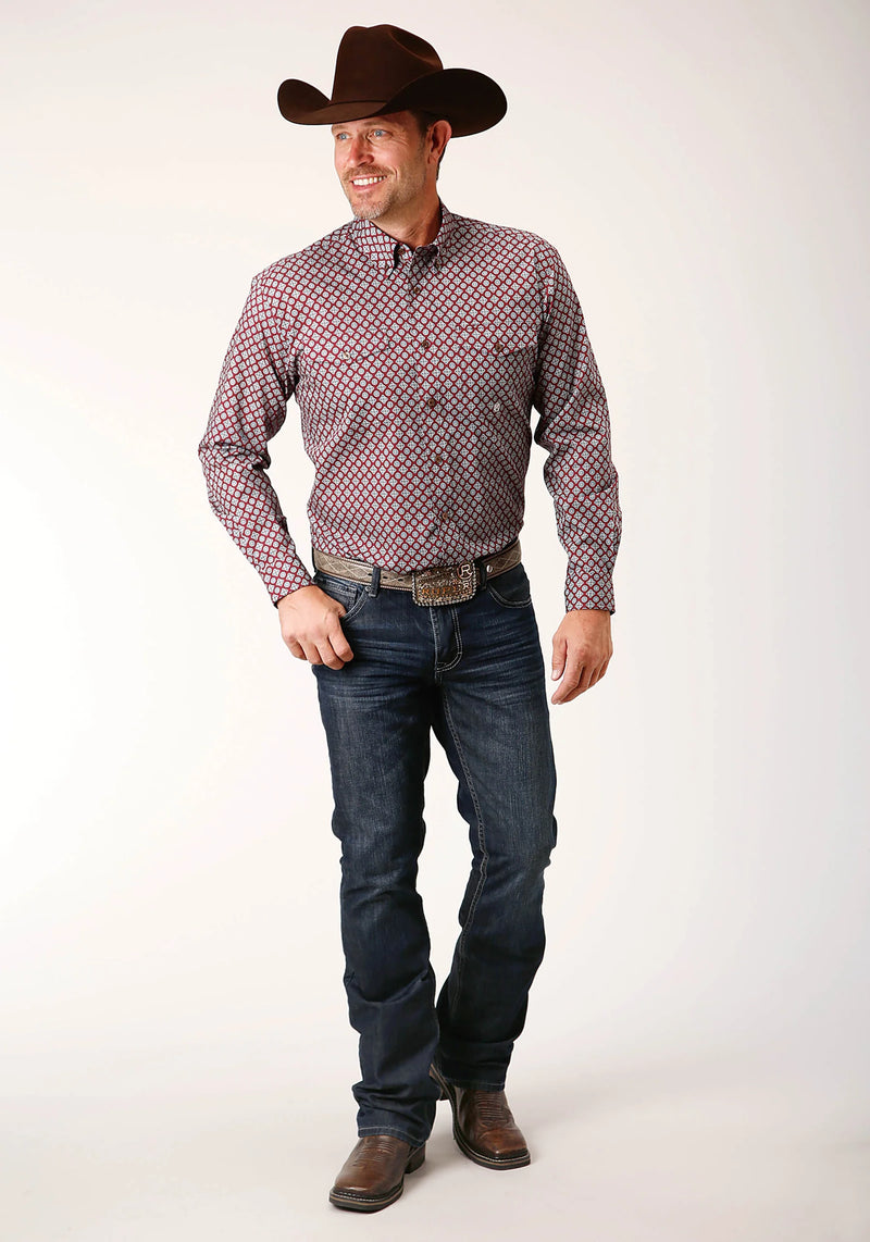 Load image into Gallery viewer, 03-001-0325-6010 WI - Roper Men's Long Sleeve Button Classic Foulard Western Shirt

