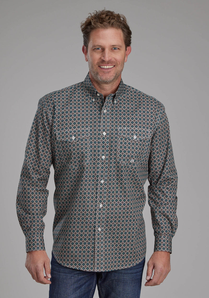 Load image into Gallery viewer, 03-001-0325-6021 BR - Roper Men's Acorn Foulard Long Sleeve Button Western Shirt
